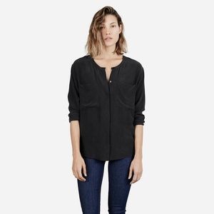 Everlane Silk Button down pocket shirt black
